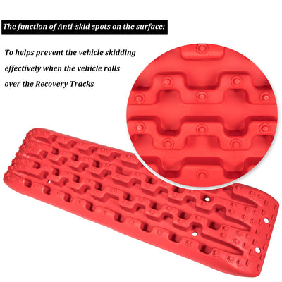 2PC/SET RED Traction Boards Recovery Tracks Tire Ladder 4WD Recovery Mat for 4X4 Offroad Sand Snow Mud Track
