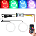 60MM Multi-Color RGB LED Halo Rings Light COB 60SMD Smart Phone App Bluetooth Control Car Angel Eyes Ring Headlight Daytime Running Lights
