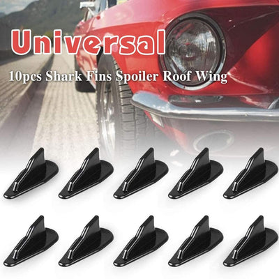 10Pcs Black Fin Air Vortex Generator Diffuser Shark Fin Set Kit Compatible with Spoiler Roof Wing Pointed Universal