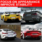 GT Flames Rear Spoiler, Aluminum Wing 43.3" Black, Universal Fit, Bolt-On Installation