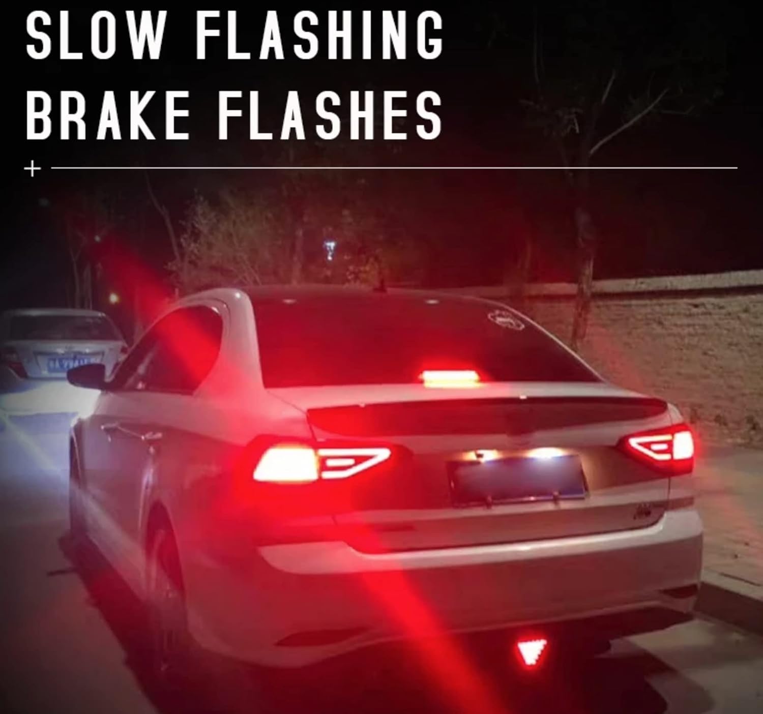 F1 RED TRIANGLE BRAKE LIGHT FLASHING LED Rear 3rd Third Brake light Strobe Flashing Tail Brake Stop Light-1PC