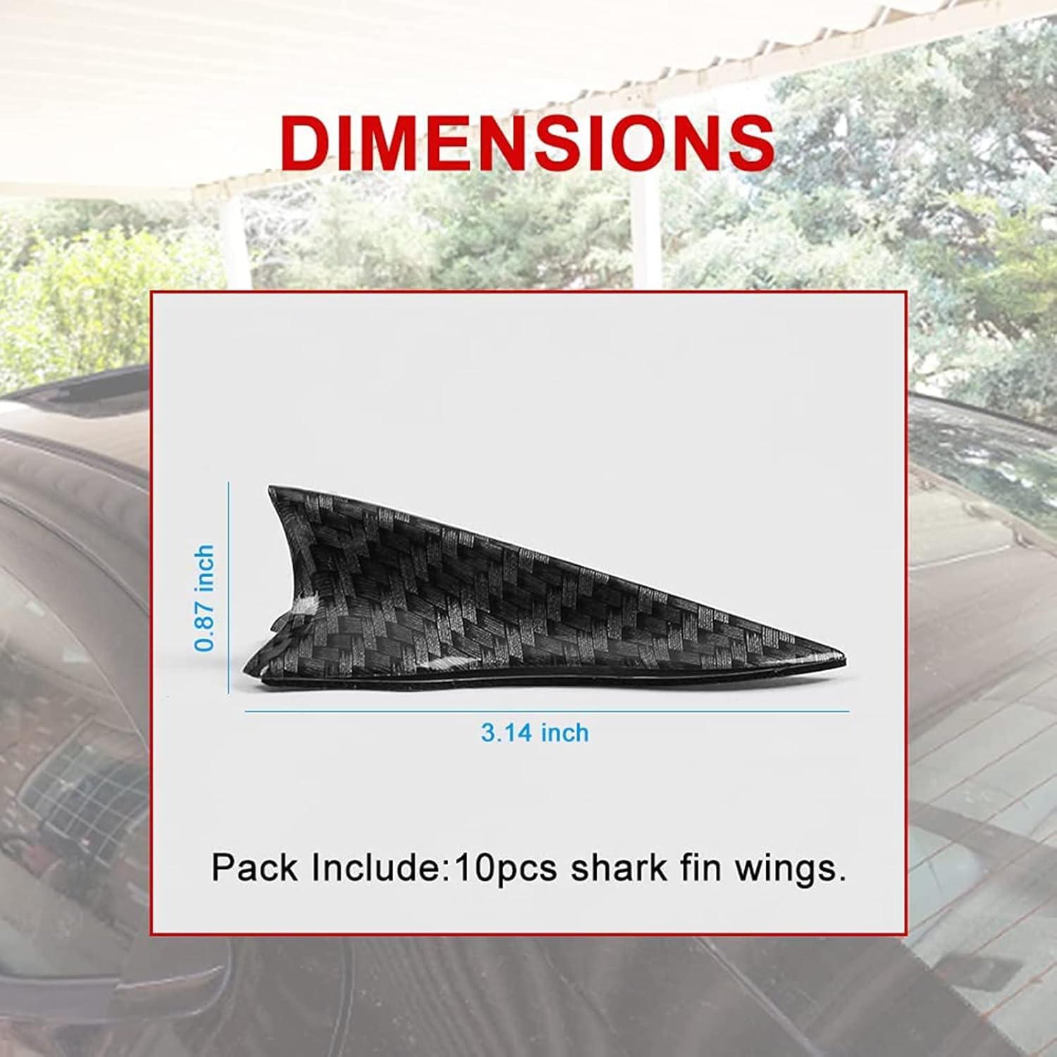 10Pcs Carbon Style 2 Fin Air Vortex Generator Diffuser Shark Fin Set Kit Compatible with Spoiler Roof Wing Pointed-1 Set