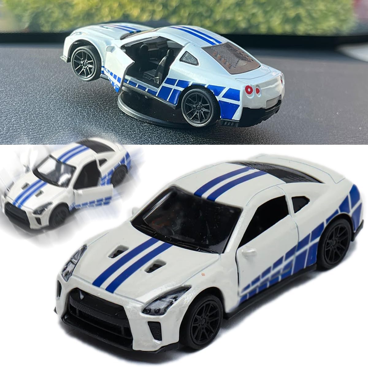WHITE Mini Car Model Drifting Car with Self Adhesive Base Alloy Initial Dashboard Decor Sporty Mini Car Model for Decoration