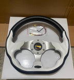 MOMO White DSHAPE 12INCH Universal Steering Wheel for Sports Car Look Rally Race Off Road with HUB Free