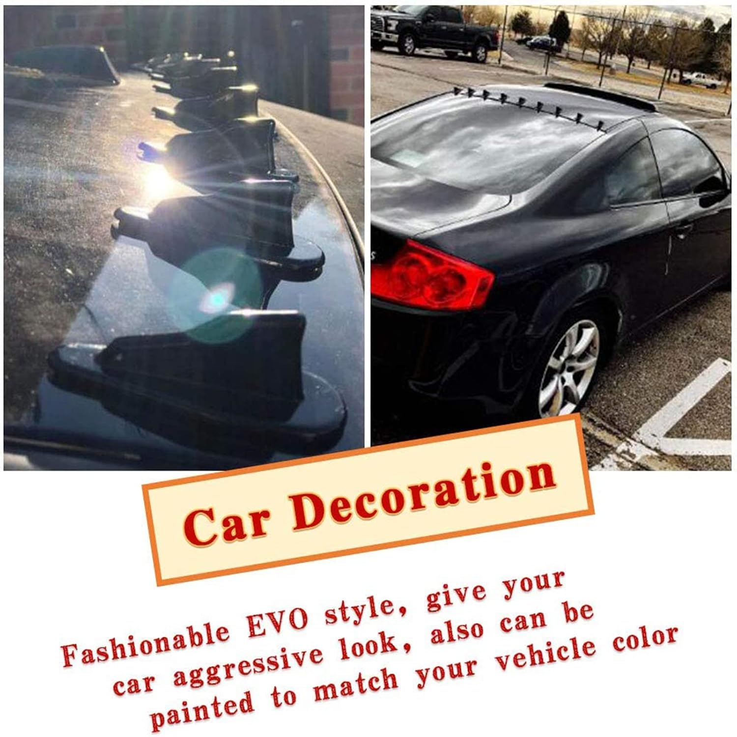 10Pcs Carbon Fin Air Vortex Generator Diffuser Shark Fin Set Kit Compatible with Spoiler Roof Wing Pointed Auto Accessories for Car