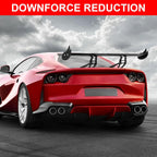 GT Flames Rear Spoiler, Aluminum Wing 43.3" Black, Universal Fit, Bolt-On Installation