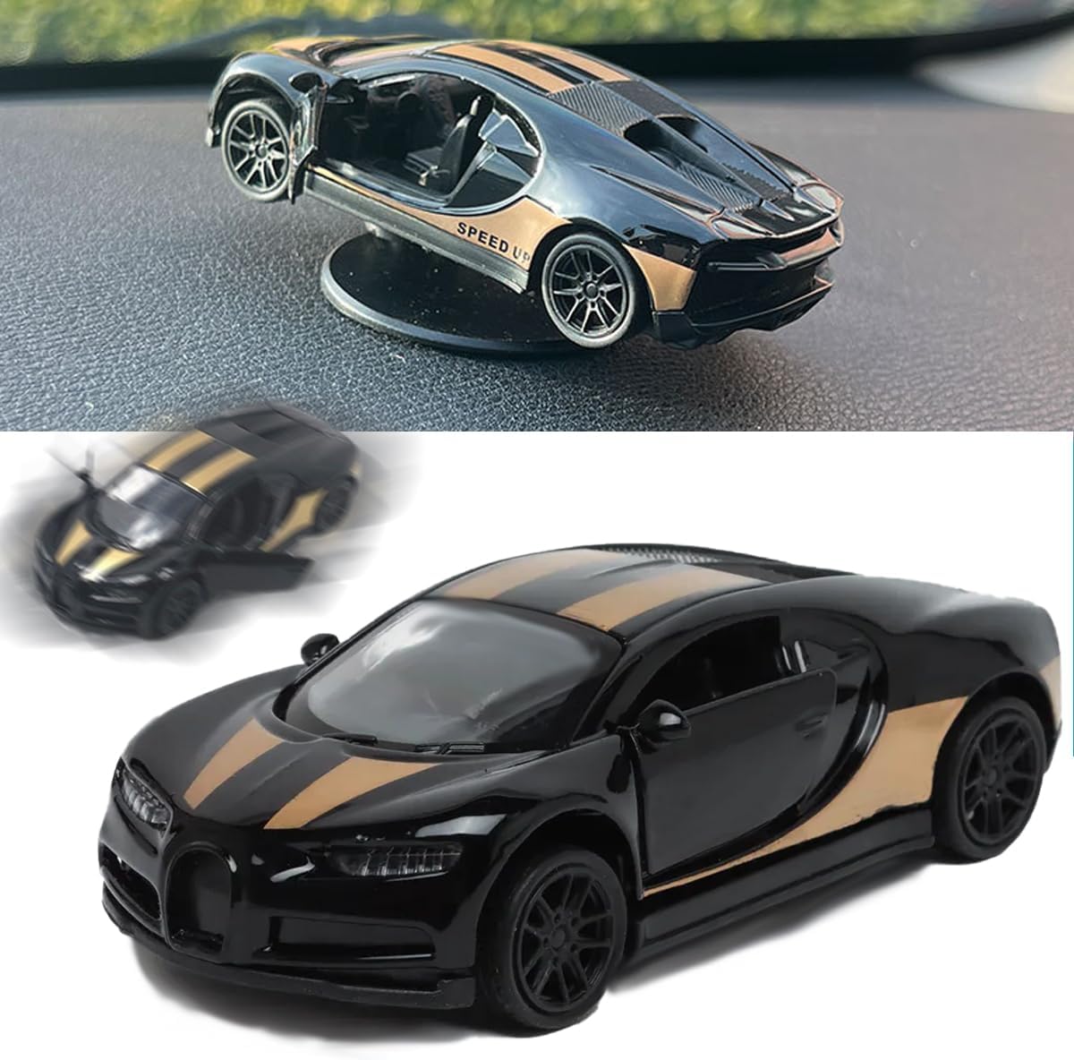Black Mini Car Model Drifting Car with Self Adhesive Base Alloy Initial Dashboard Decor Sporty Mini Car Model for Decoration