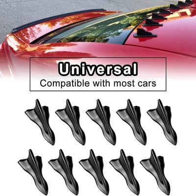 10Pcs Black Style 2 Fin Air Vortex Generator Diffuser Shark Fin Set Kit Compatible with Spoiler Roof Wing Pointed