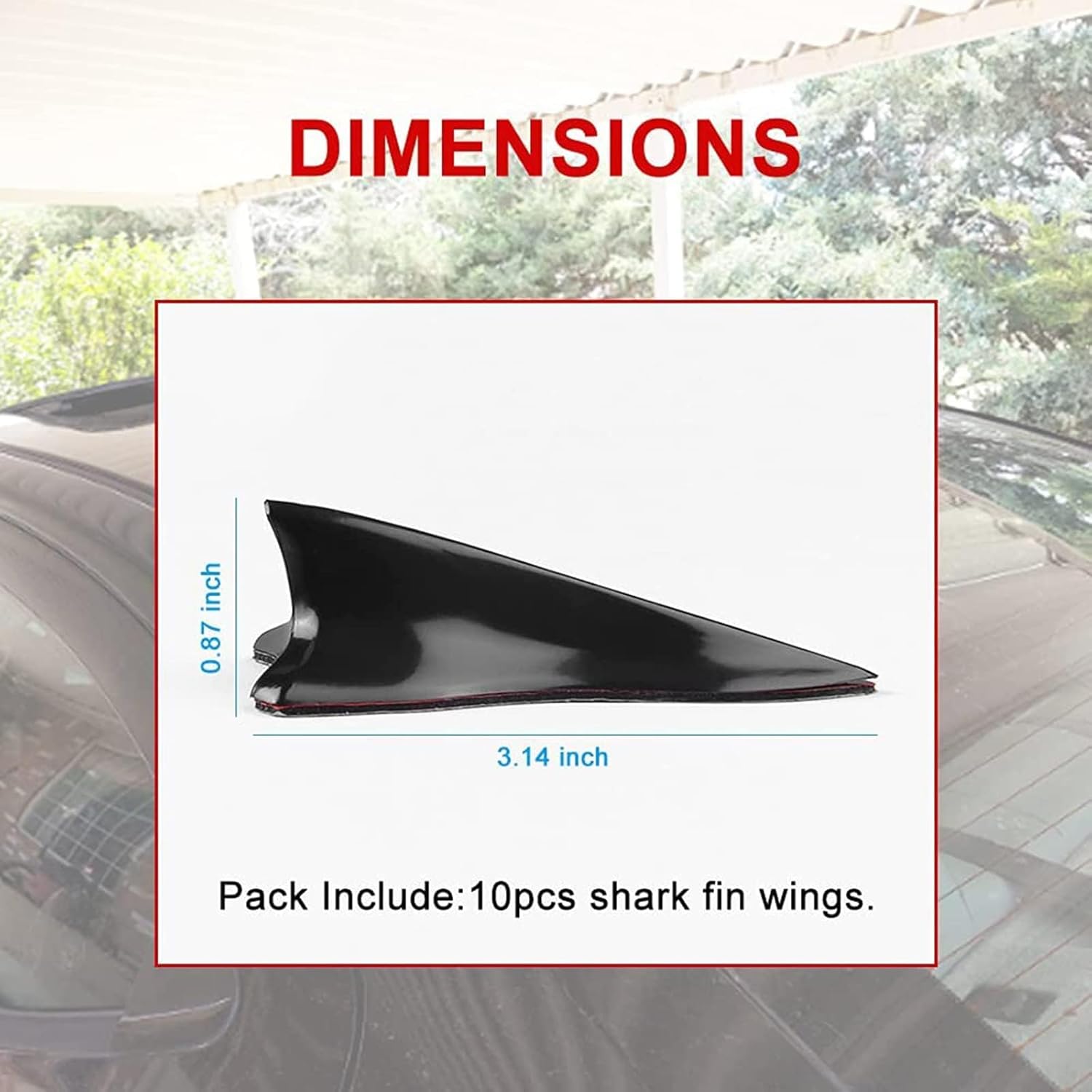 10Pcs Black Style 2 Fin Air Vortex Generator Diffuser Shark Fin Set Kit Compatible with Spoiler Roof Wing Pointed 10PC Auto Accessories for Car Decoration