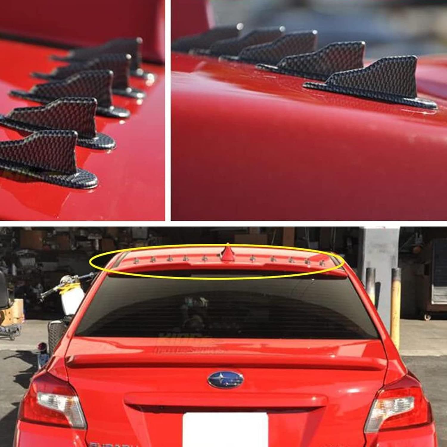 10Pcs Carbon Fin Air Vortex Generator Diffuser Shark Fin Set Kit Compatible with Spoiler Roof Wing Pointed Auto Accessories for Car