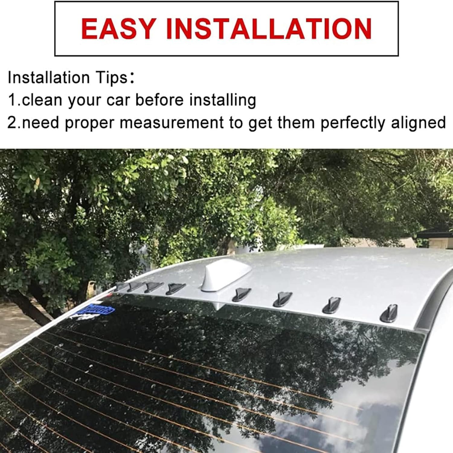 10Pcs Black Style 2 Fin Air Vortex Generator Diffuser Shark Fin Set Kit Compatible with Spoiler Roof Wing Pointed