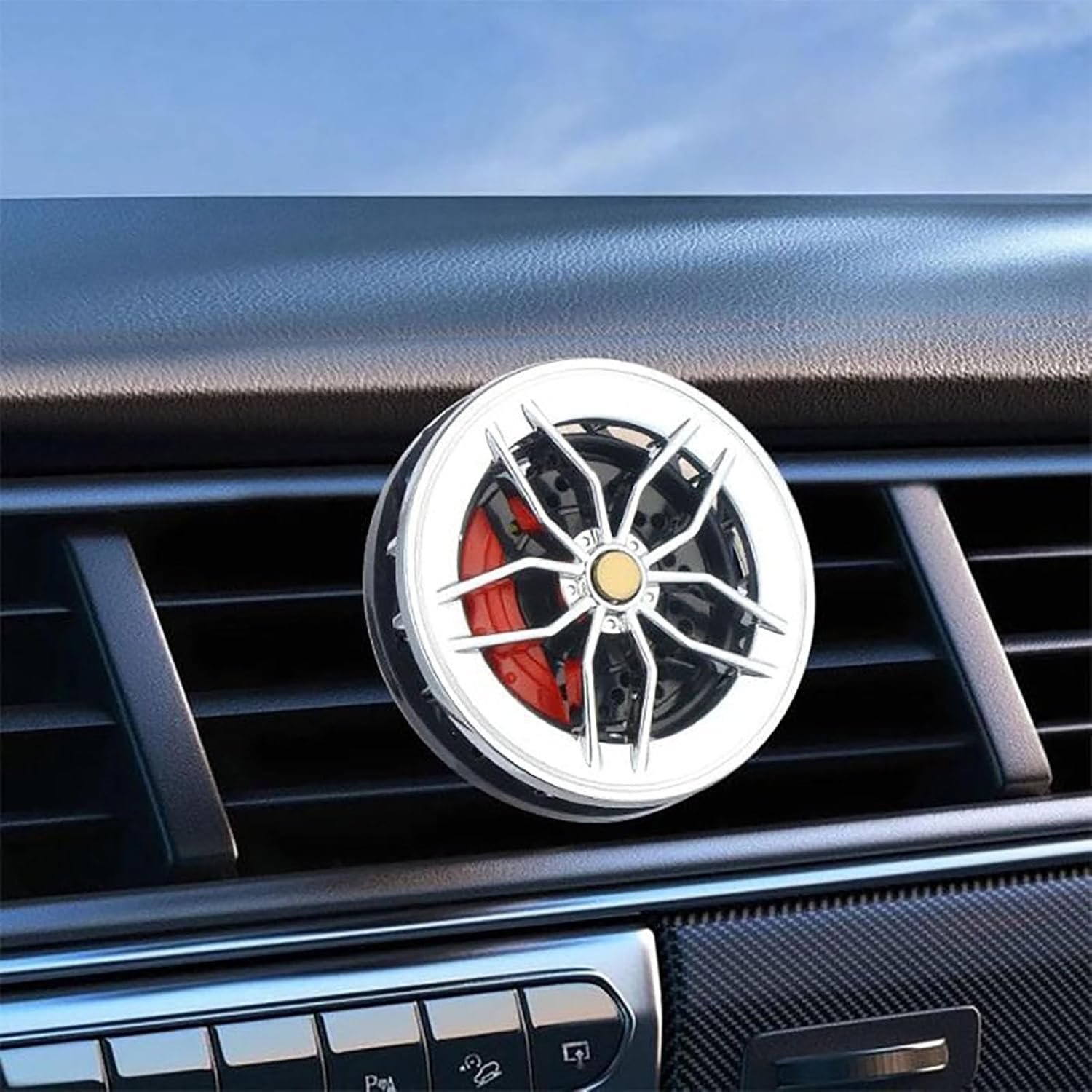 SILVER Alloy Wheel AC Vent Clips Freshener hub Air Outlet Car Diffuser Vent Clip Car Interior Decor Freshener With Organic Fragrance-1PC
