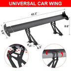 GT Flames Rear Spoiler, Aluminum Wing 43.3" Black, Universal Fit, Bolt-On Installation
