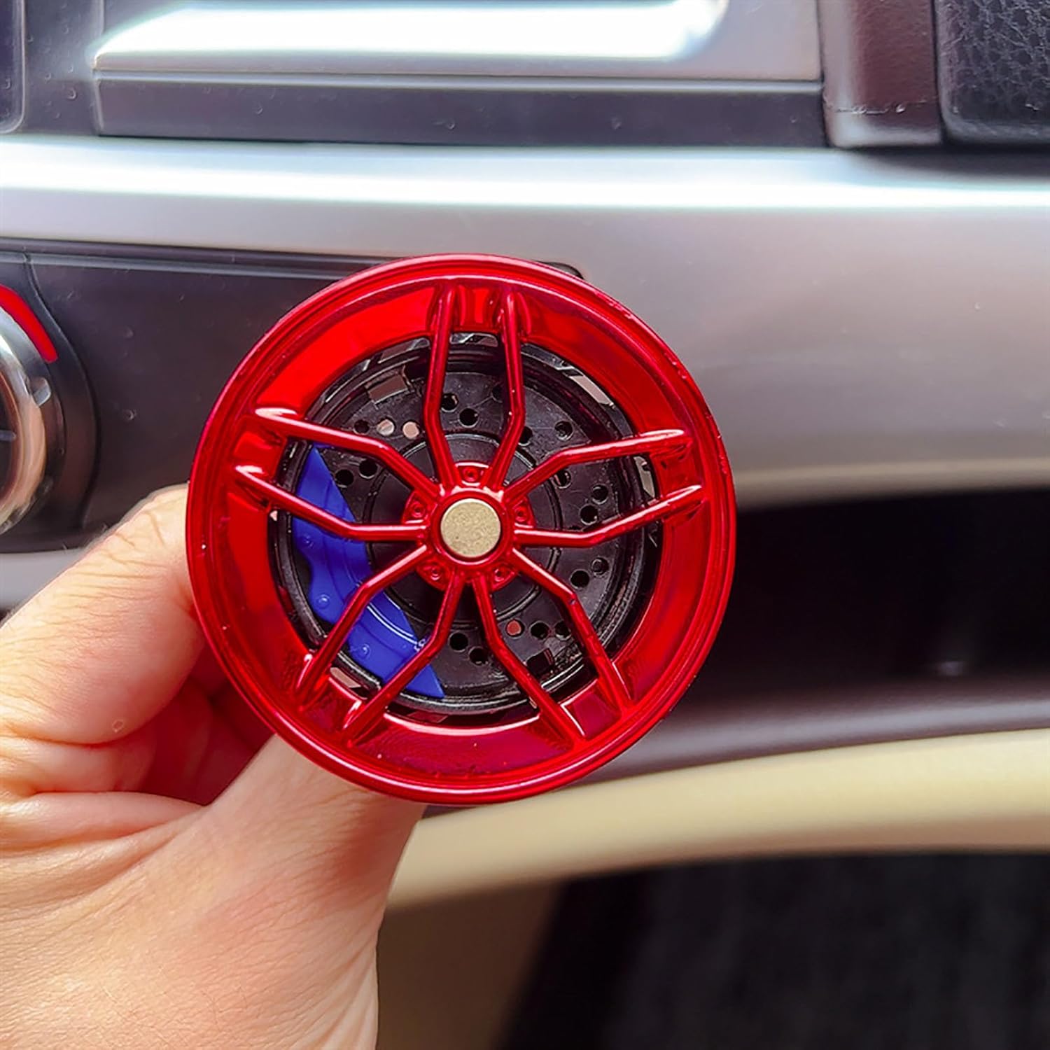 RED Alloy Wheel AC Vent Clips Freshener hub Air Outlet Car Diffuser Vent Clip Car Interior Decor Freshener With Organic Fragrance 1 Piece