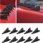 10Pcs Carbon Fin Air Vortex Generator Diffuser Shark Fin Set Kit Compatible with Spoiler Roof Wing Pointed Universal