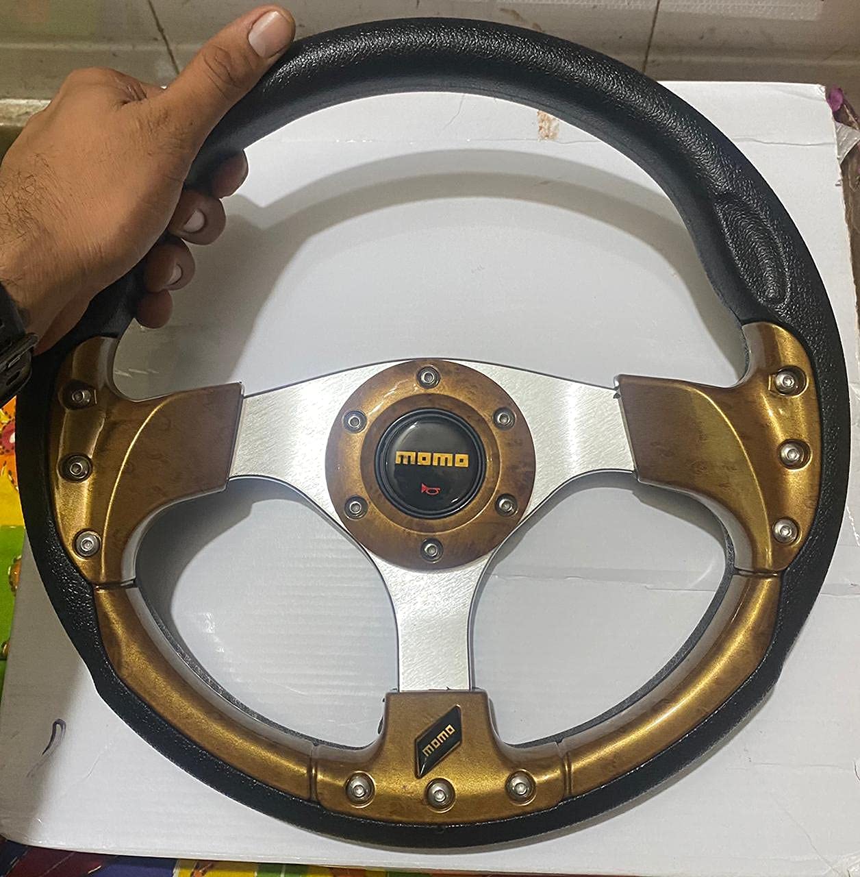 MOMO 12INCH Universal Steering Wheel for Sports Car Look Rally Race Off Road with HUB Free