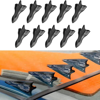 10Pcs Black Style 2 Fin Air Vortex Generator Diffuser Shark Fin Set Kit Compatible with Spoiler Roof Wing Pointed 10PC Auto Accessories for Car Decoration