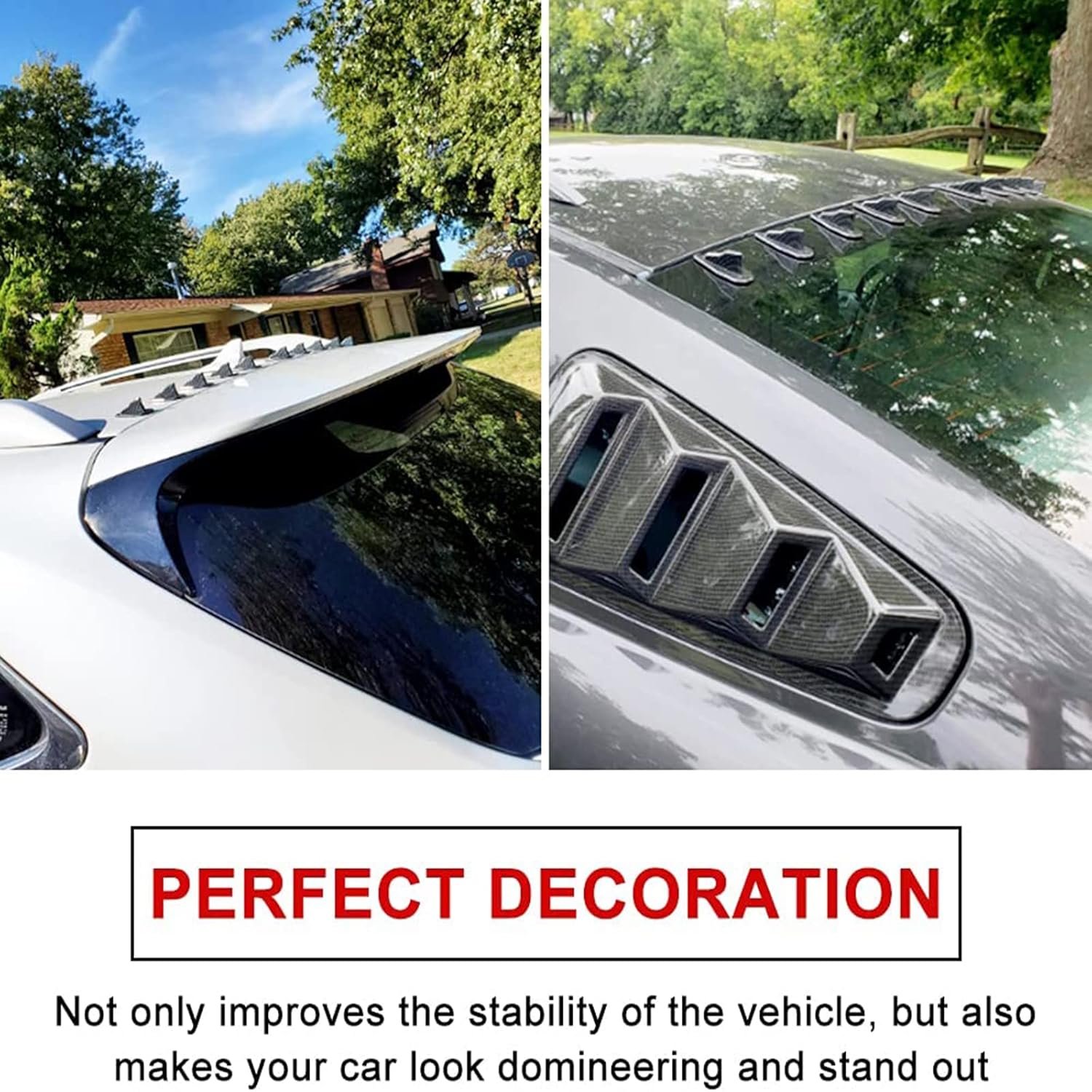 10Pcs Carbon Style 2 Fin Air Vortex Generator Diffuser Shark Fin Set Kit Compatible with Spoiler Roof Wing Pointed 10PCS Auto Accessories Attractive Shark Fin