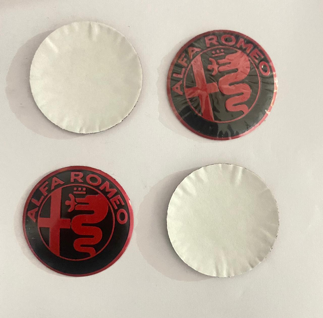 Red Alfa Romeo Logo - (56mm 2INCH) Abarth Sign Emblem Car Wheel Center Hub Cap Caps Badge Sticker Decal Sticker 4 Pieces