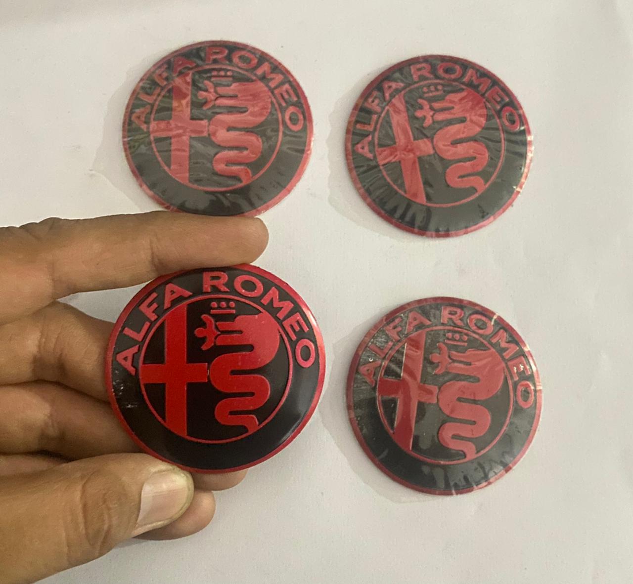 Red Alfa Romeo Logo - (56mm 2INCH) Abarth Sign Emblem Car Wheel Center Hub Cap Caps Badge Sticker Decal Sticker 4 Pieces