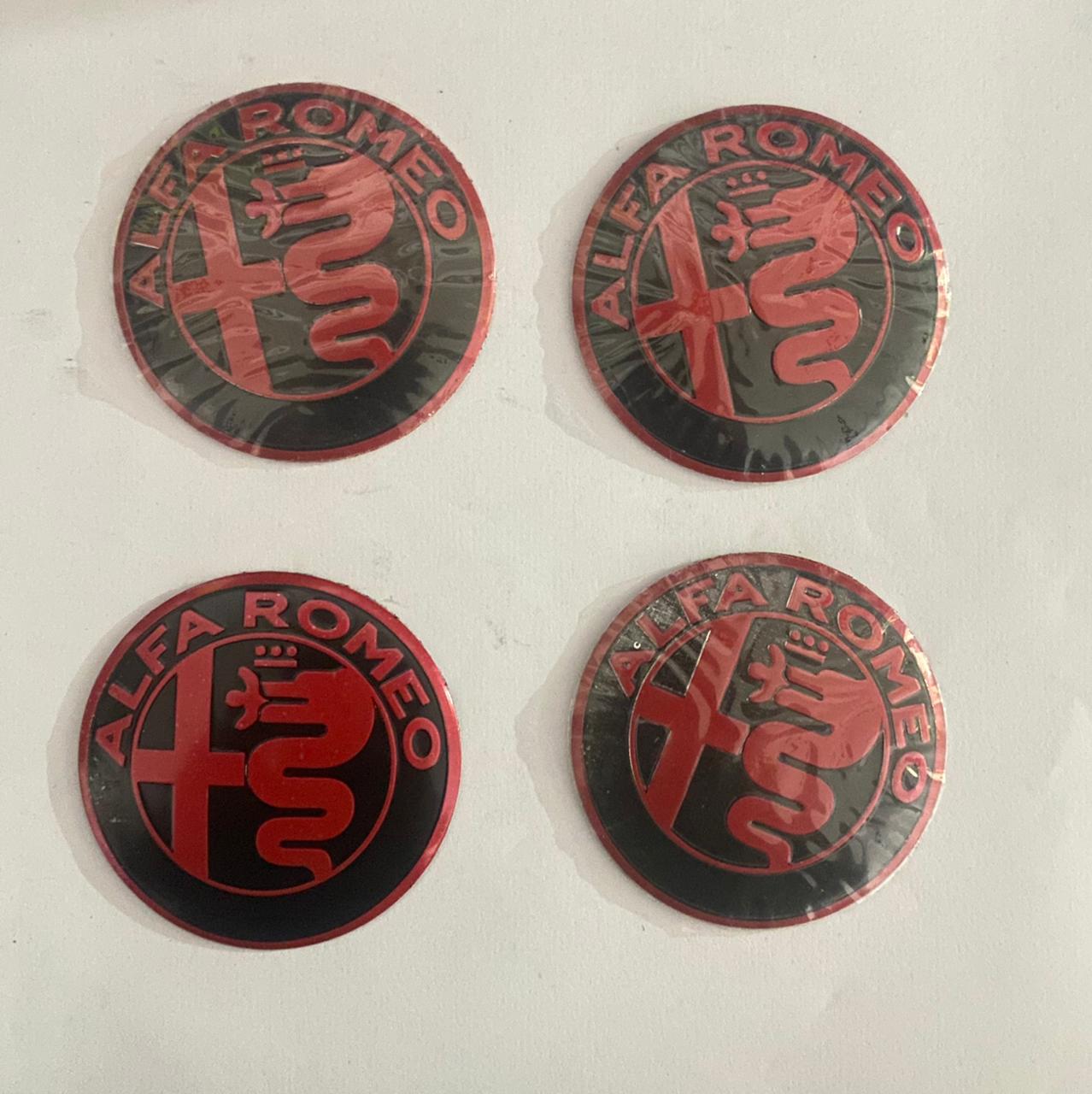 Red Alfa Romeo Logo - (56mm 2INCH) Abarth Sign Emblem Car Wheel Center Hub Cap Caps Badge Sticker Decal Sticker 4 Pieces