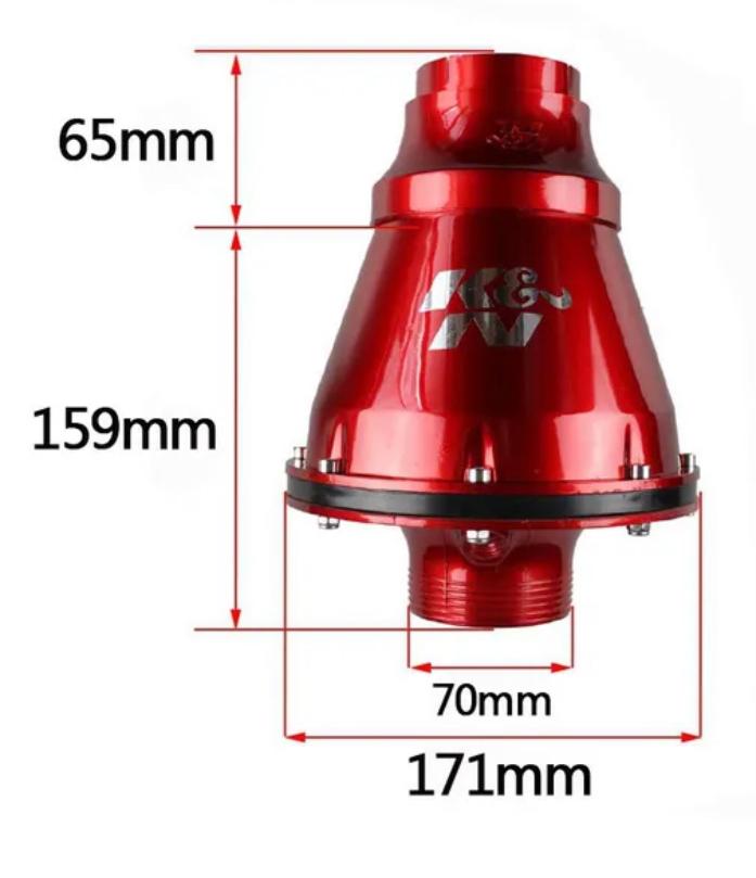 RED K N Apollo AIR Intake Filter K N Apollo Flow Air Filter Universal Air Intake Kit System CIS (Closed Intake System) Suitable For Diesel Petrol Vehicles High-Flow Air Filter