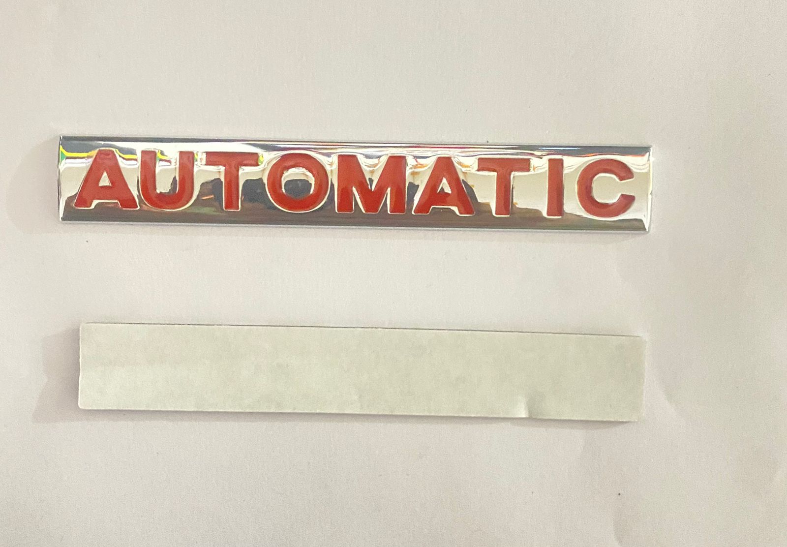 Chrome-RED Automatic-3D Sticker (10cmx1.5cm) Car Bike Laptop Automatic Logo Car Emblem 3D Badge Attractive CAR Sticker Universal Sport Logo Grand Tourer Decal.