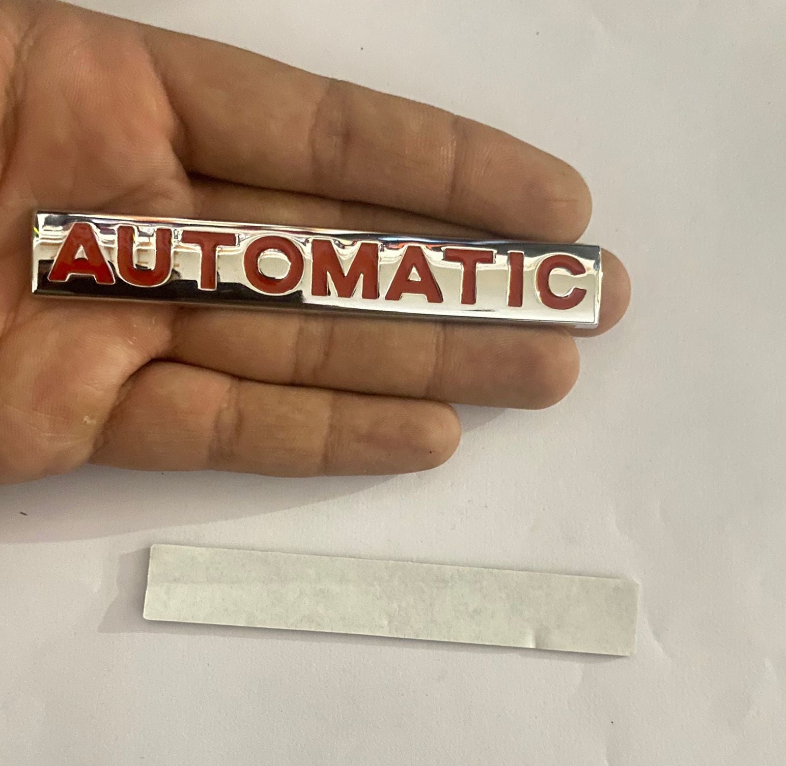 Chrome-RED Automatic-3D Sticker (10cmx1.5cm) Car Bike Laptop Automatic Logo Car Emblem 3D Badge Attractive CAR Sticker Universal Sport Logo Grand Tourer Decal.