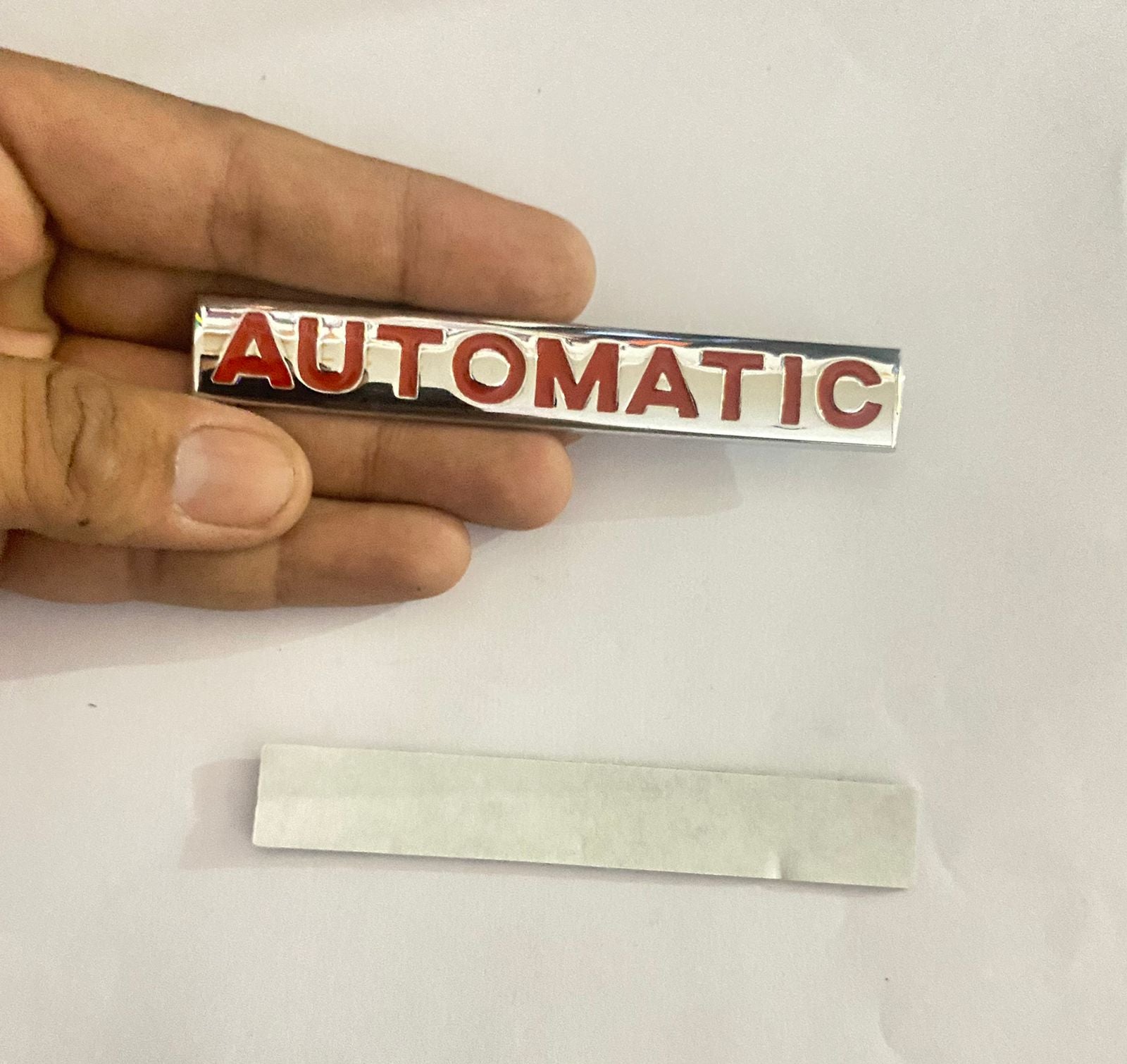 Chrome-RED Automatic-3D Sticker (10cmx1.5cm) Car Bike Laptop Automatic Logo Car Emblem 3D Badge Attractive CAR Sticker Universal Sport Logo Grand Tourer Decal.