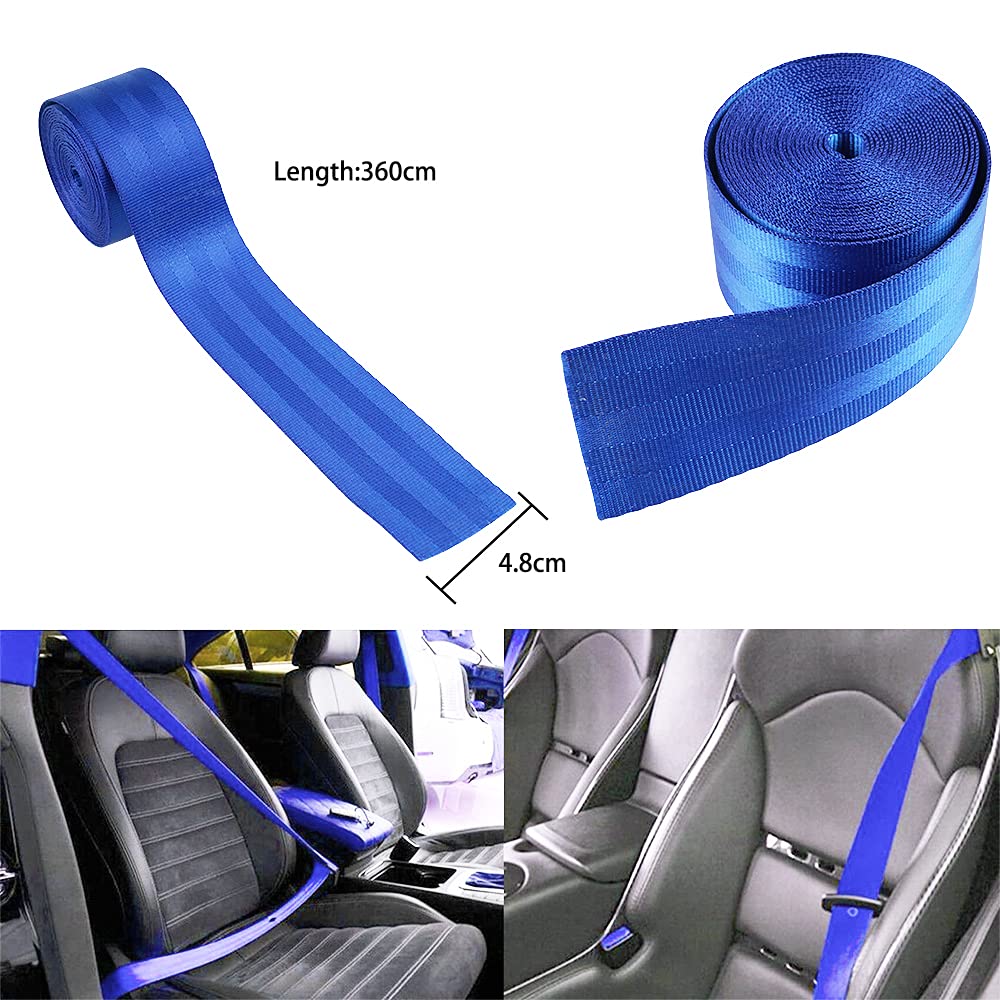 BLUE 3.6m 1PC, Car Seat Belt (Webbing Pad) Interior Accessory JDM DRIFTING SPORTS Universal For Car 3.6 Seat Belt Webbing pad