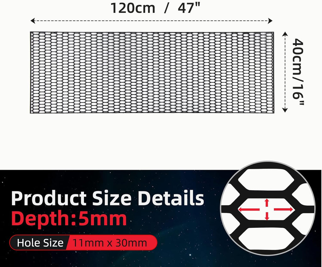 CAR MESH GRILL ABS Racing Honeycomb Mesh 47x16 Inches Honeycomb Hole 8x20 mm