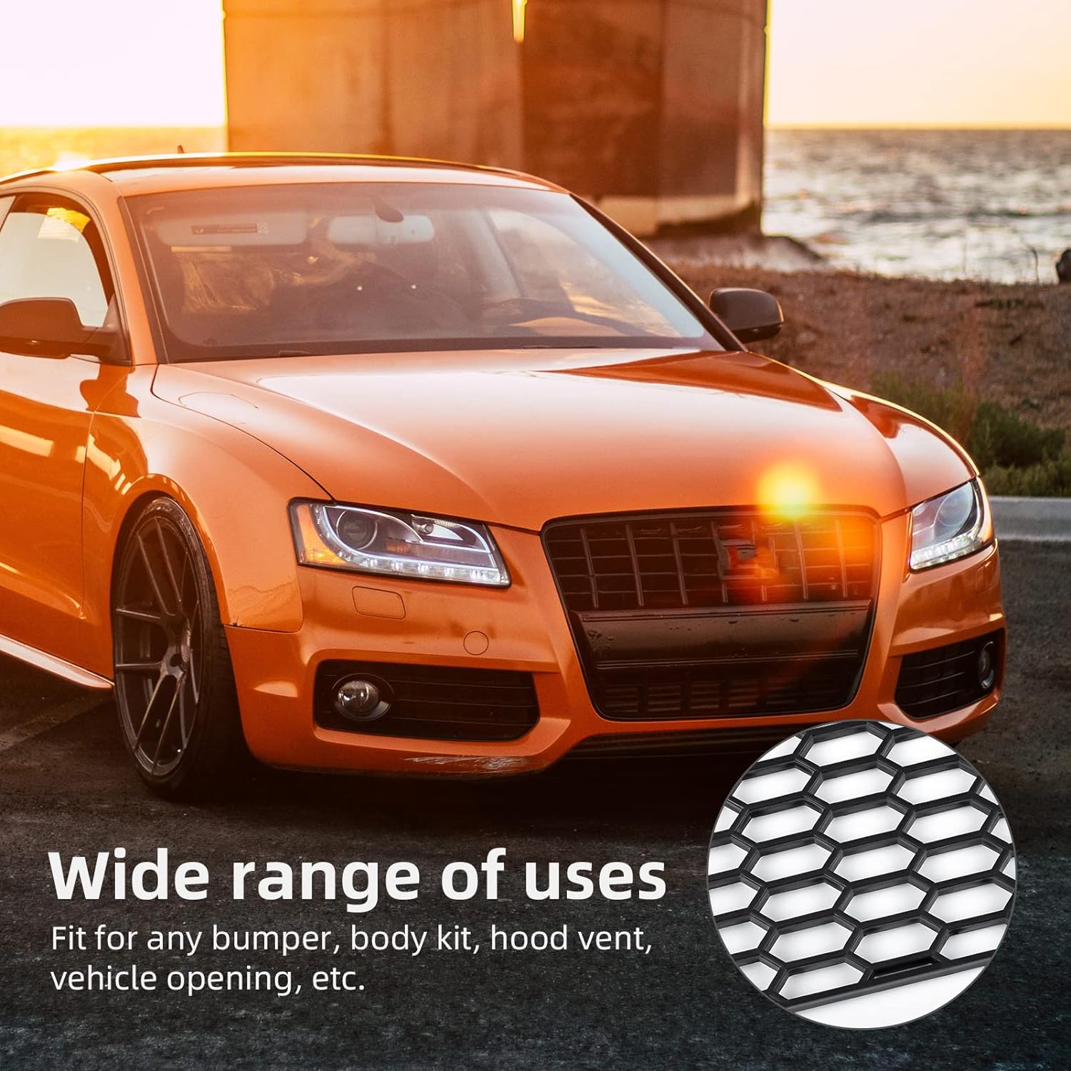 CAR MESH GRILL ABS Racing Honeycomb Mesh 47x16 Inches Honeycomb Hole 8x20 mm