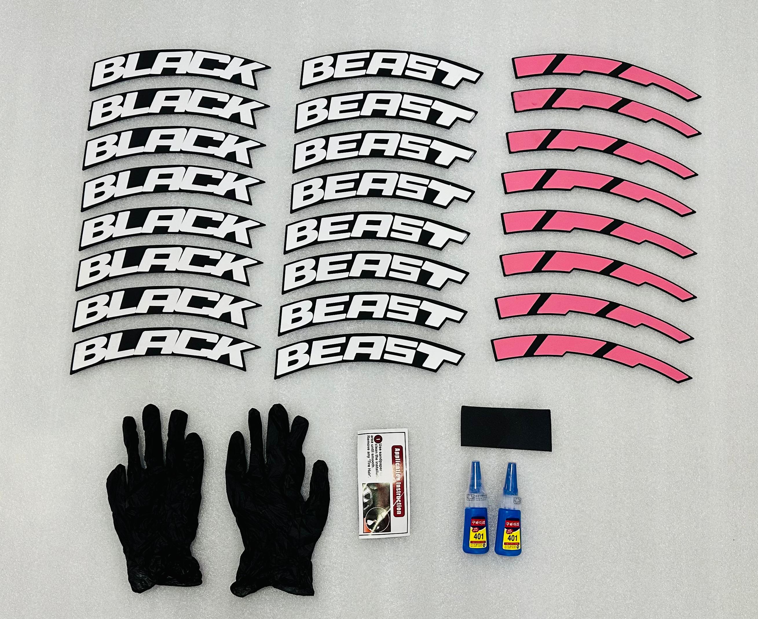 White Black Listed Tyre Sticker for 4 Tire Tyres Customized Permanent Rubber Tire Tyres Sticker Auto Accessories (2 Glue+2 Gloves Included)