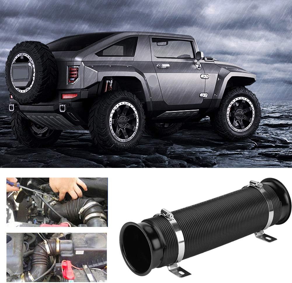 BLACK Turbine Intake Guide Pipe Air Intake Pipe 76MM 3inch Adjustable flexible hose Car Cold Air Turbo Intake Inlet Pipe Flexible Intake Pipe Universal 1 PC