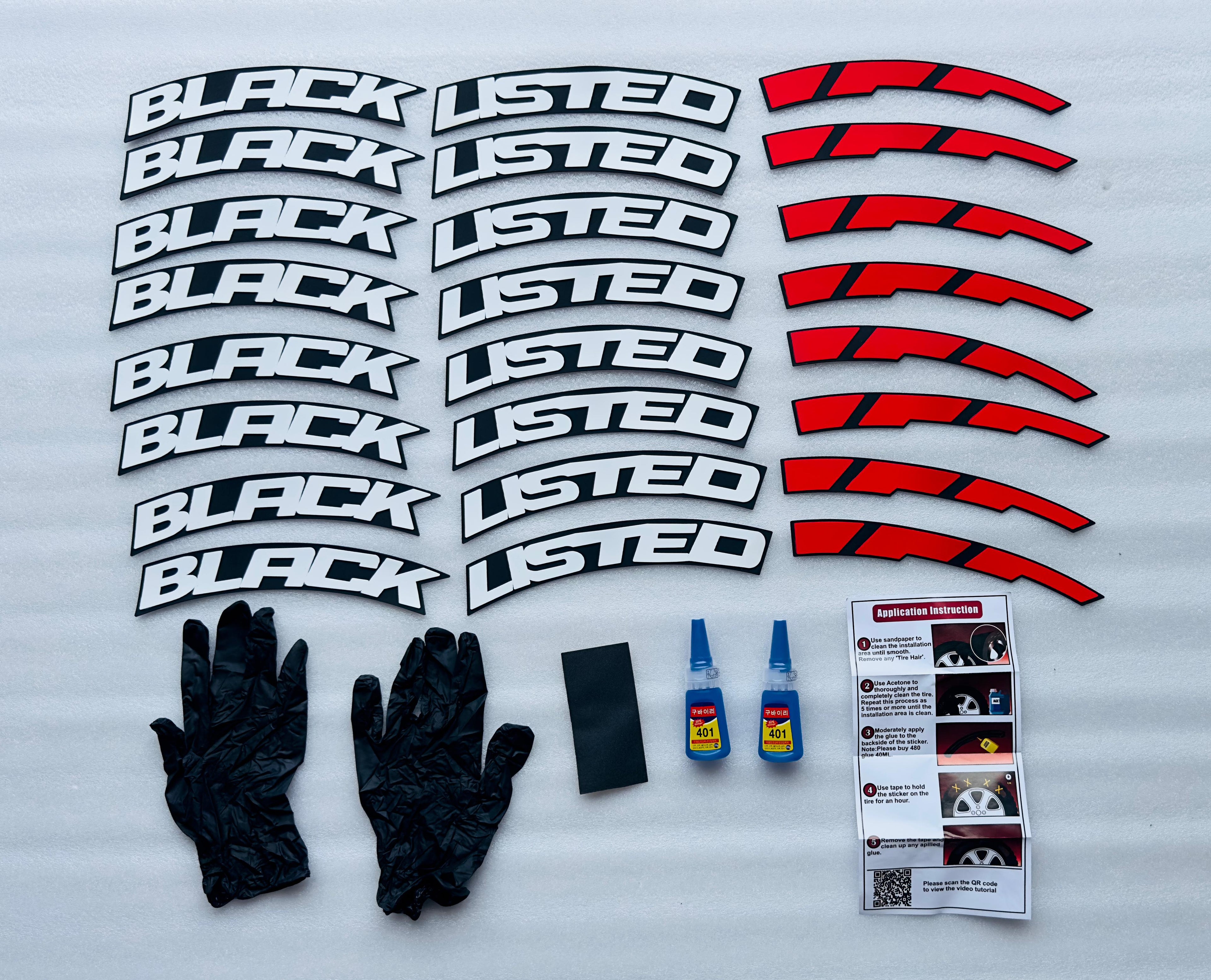 4 Tire TYRE Black Listed RED-White Tyre Sticker for 4 Tire Tyres Customized Permanent Rubber Tire Tyres Sticker