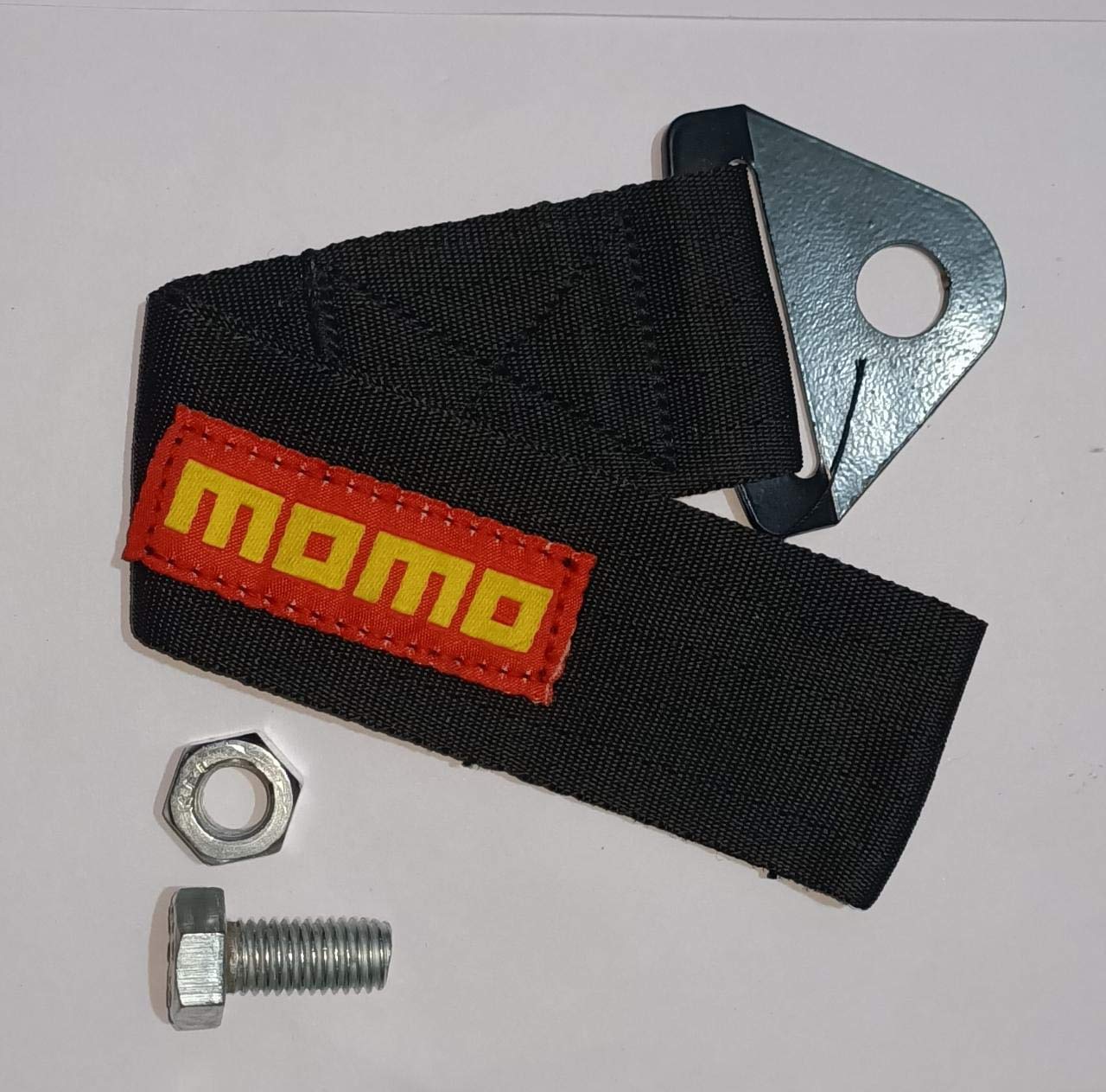MOMO CAR Truck Tow Belt Strap BLACK Universal Front Rear Tow Strap Tow Hook Towing Belt (Nylon, 1000 kg Pull Capacity 1 Piece