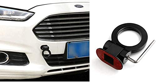 Round Dummy Hook Car Bumper Tow Hook Universal Decorative Racing Style Trailer Hook Sticker Rear Tow Strap Tow Hook Towing Belt (Black PVC Round Dummy Hook)