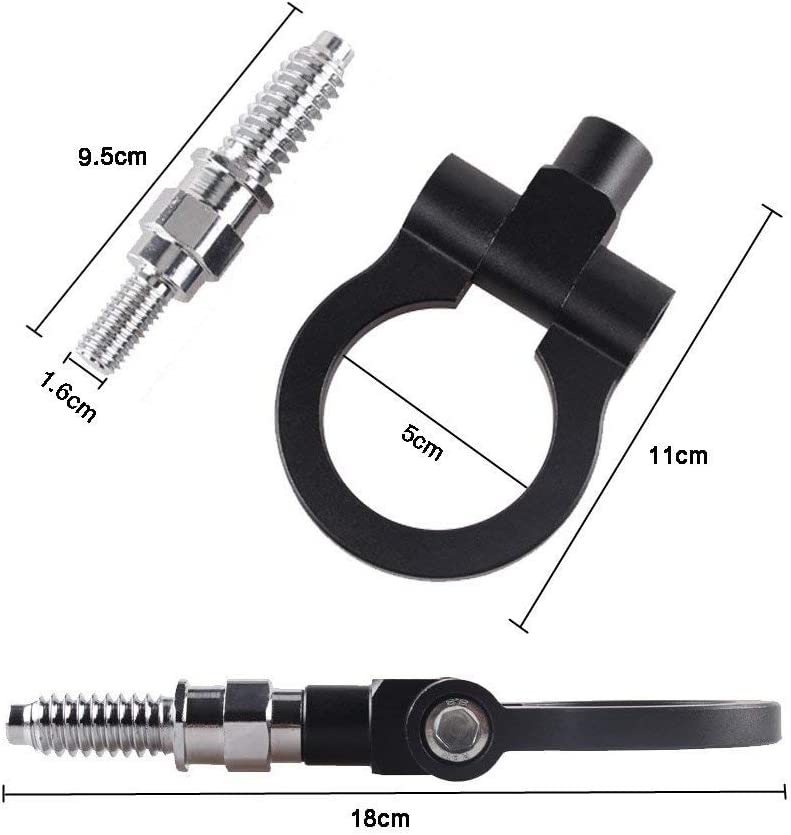 BLACK 1PC, Metal Round Hook JDM Racing Aluminum Triangle Tow Hooks Eyes Front Rear Japanese Car Auto Traile Rear Japanese Car Auto Trailer.
