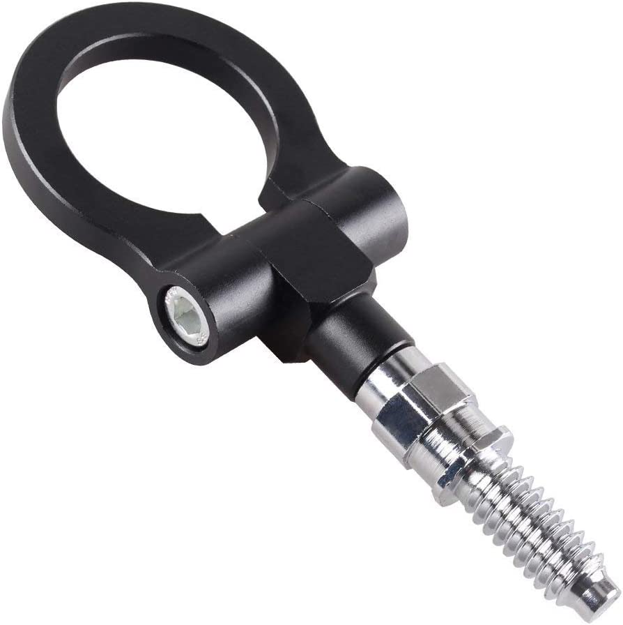 BLACK 1PC, Metal Round Hook JDM Racing Aluminum Triangle Tow Hooks Eyes Front Rear Japanese Car Auto Traile Rear Japanese Car Auto Trailer.