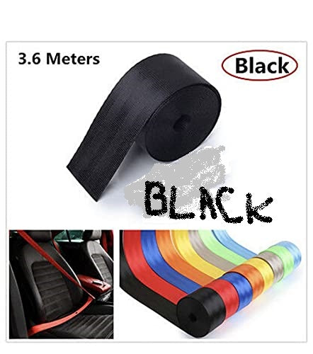 BLACK 3.6m 1PC, Car Seat Belt (Webbing Pad) Interior Accessory JDM DRIFTING SPORTS Universal For Car 3.6 Seat Belt Webbing pad
