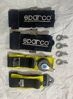 BLACK SPARCO 4 Point (Webbing Pad) JDM DRIFTING SPORTY Car Seat Belt Harness Quick Release Lock