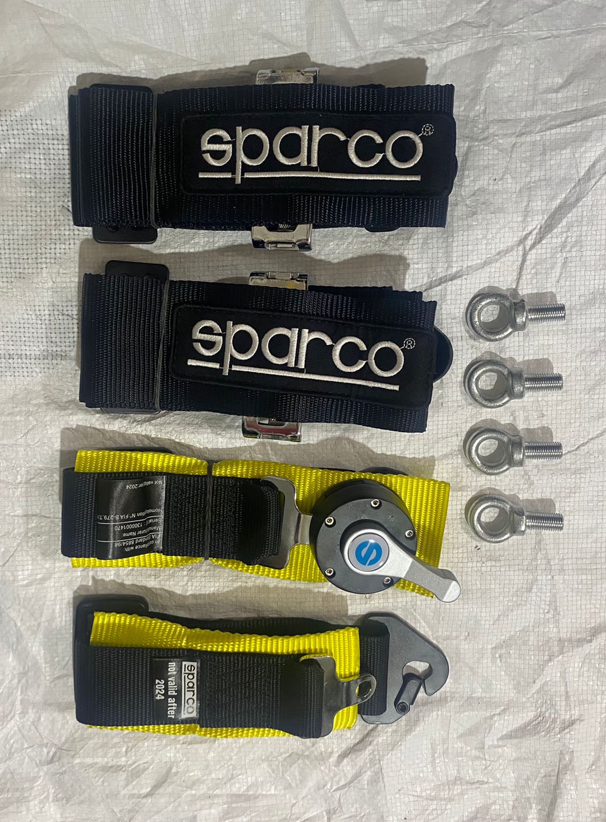 BLACK SPARCO 4 Point (Webbing Pad) JDM DRIFTING SPORTY Car Seat Belt Harness Quick Release Lock