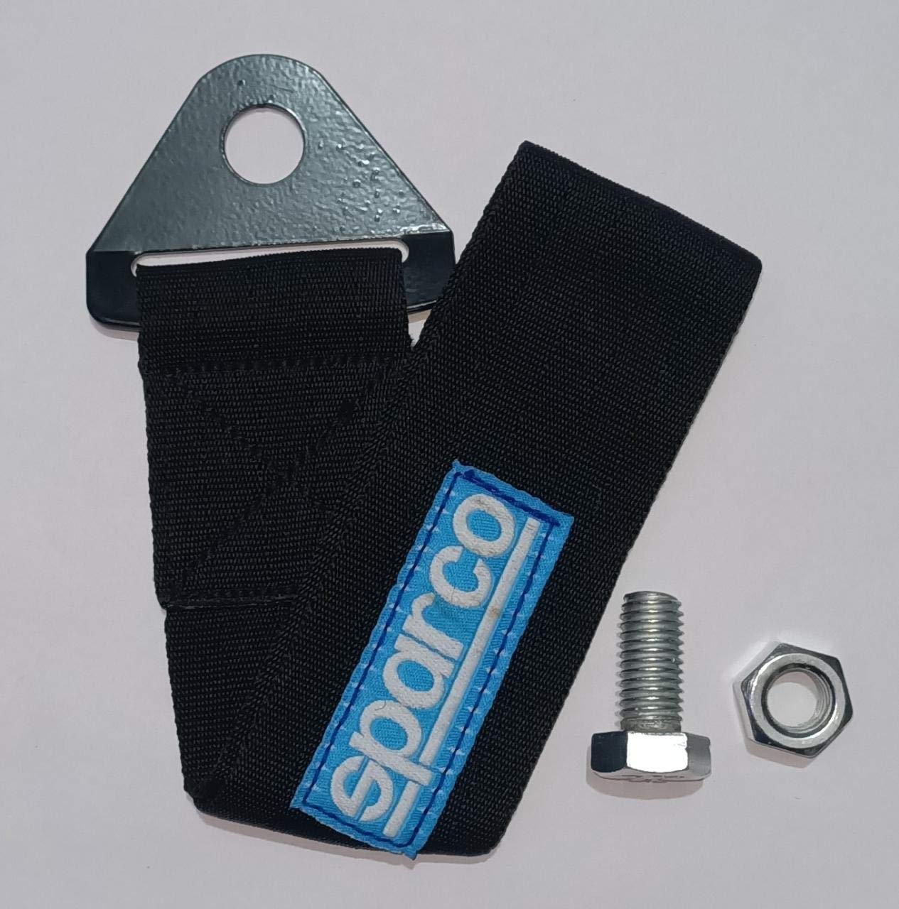SPARCO CAR Truck Tow Belt Strap BLACK Universal Front Rear Tow Strap Tow Hook Towing Belt (Nylon, 1000 kg Pull Capacity 1 Piece