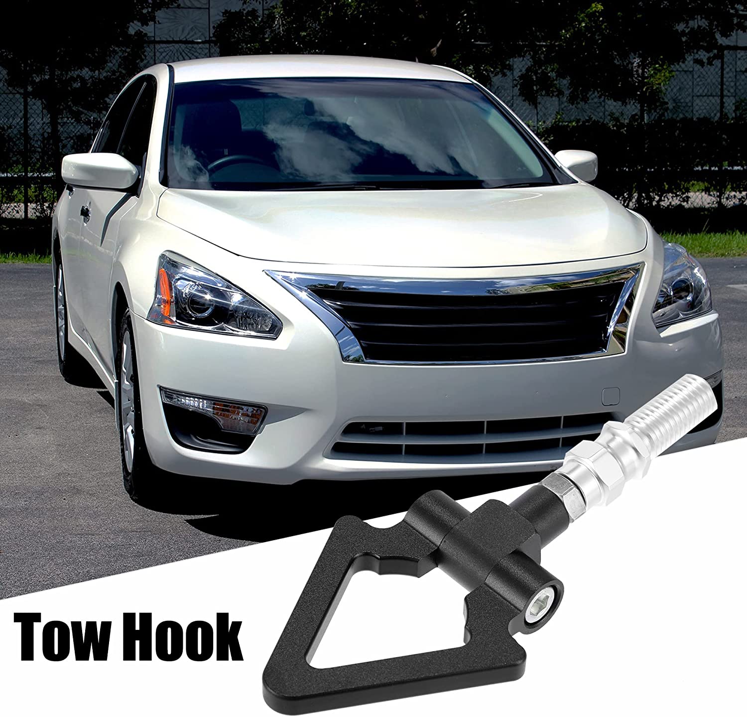 1PC, BLACK METAL TRIANGLE HOOK Auto Car Track Racing Front Rear Bumper Screw on Tow Hook Trailer Ring for BMW 3 5 7 Series Z3 Z4 for Mini Cooper Triangle