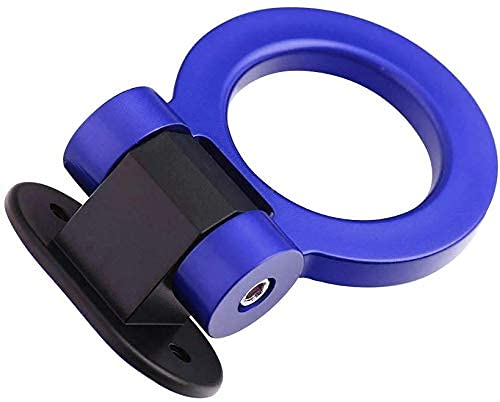 Round Dummy Hook Car Bumper Tow Hook Universal Decorative Racing Style Trailer Hook Sticker Rear Tow Strap Tow Hook Towing Belt (BLUE PVC Round Dummy Hook)