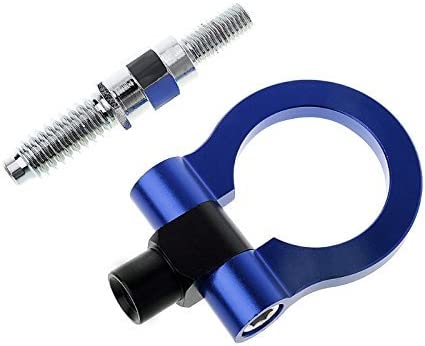 BLUE 1PC, Metal Round Hook JDM Racing Aluminum Triangle Tow Hooks Eyes Front Rear Japanese Car Auto Traile Rear Japanese Car Auto Trailer.