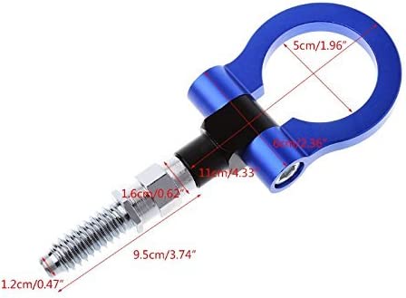BLUE 1PC, Metal Round Hook JDM Racing Aluminum Triangle Tow Hooks Eyes Front Rear Japanese Car Auto Traile Rear Japanese Car Auto Trailer.