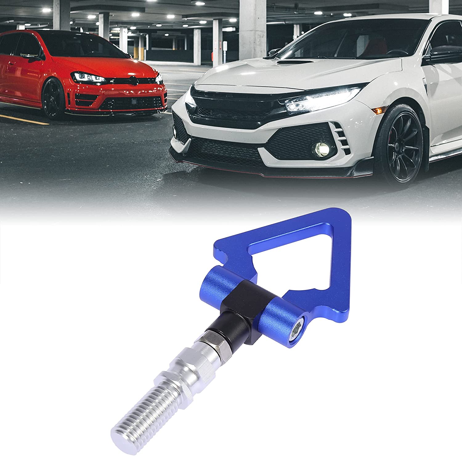 1PC, BLUE METAL TRIANGLE HOOK Auto Car Track Racing Front Rear Bumper Screw on Tow Hook Trailer Ring for BMW 3 5 7 Series Z3 Z4 for Mini Cooper Triangle