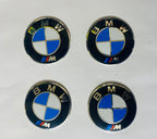 White 7pc B.M.W Logo 50th Anniversary Edition Emblem Wheel Steering Badges Set