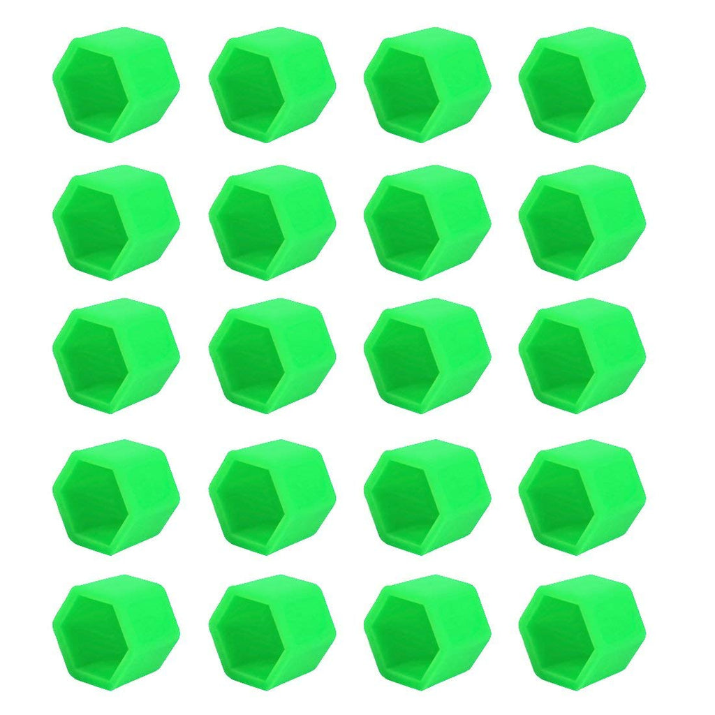 20pcs/Set Green Silicone car Wheel Nuts Bolts Cover dust Protective tyre Valve Screw Cap Cover (17mm) Green